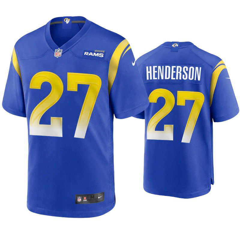 Men Los Angeles Rams 27 Darrell Henderson Nike Royal Game NFL Jersey